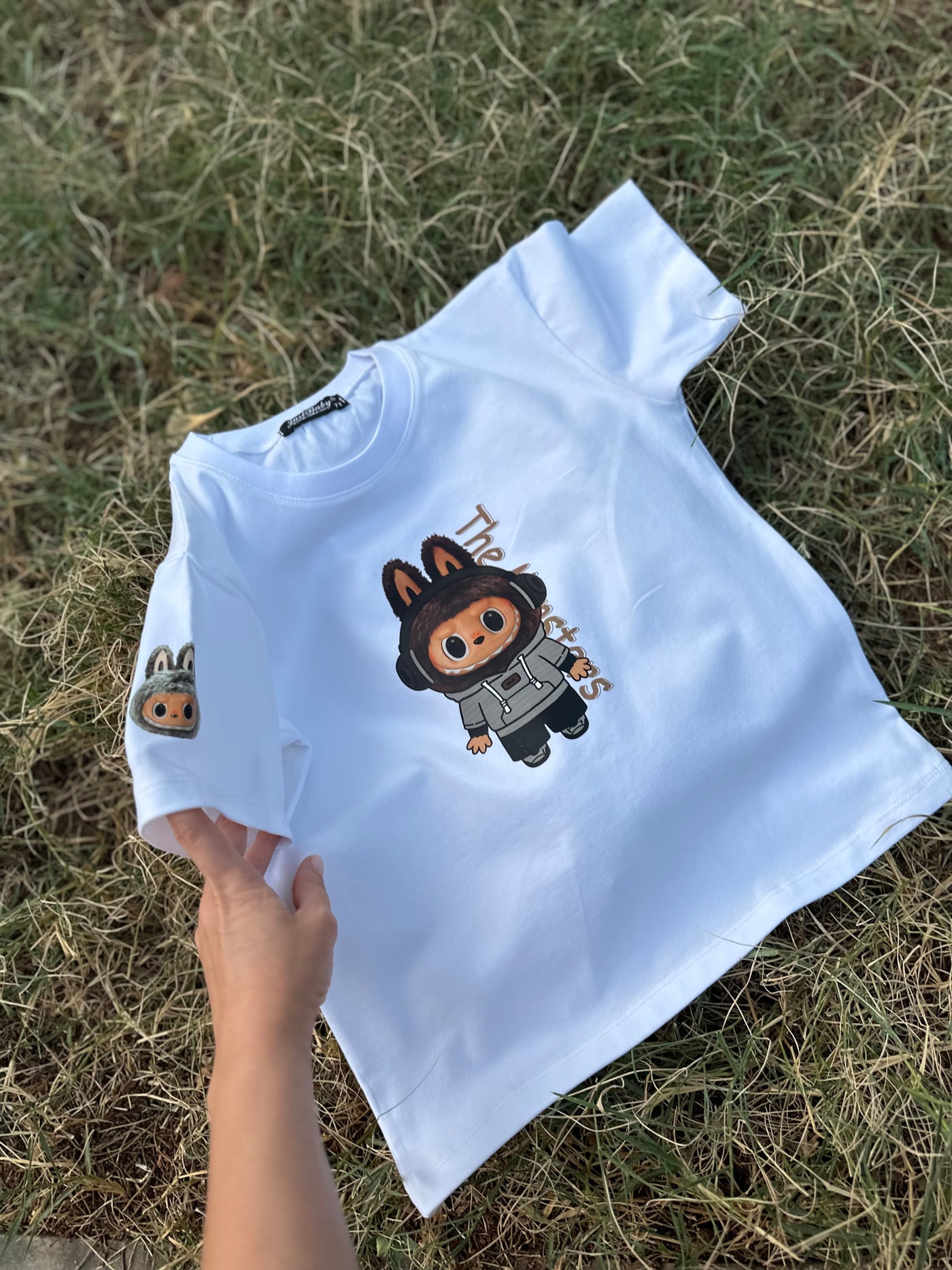 Mini Canavar Labubu Baskılı Beyaz Erkek Çocuk Tişört